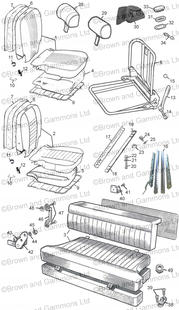 Image for Seat cover Mk111 sets 1969-1980 and Headrests